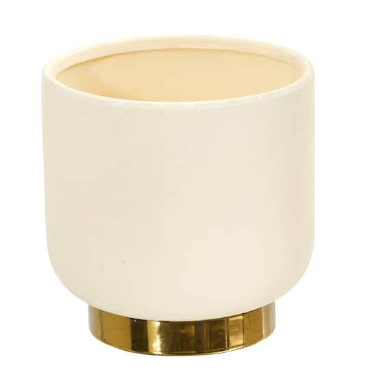 8&#x22; Elegance Ceramic Planter with Gold Accents